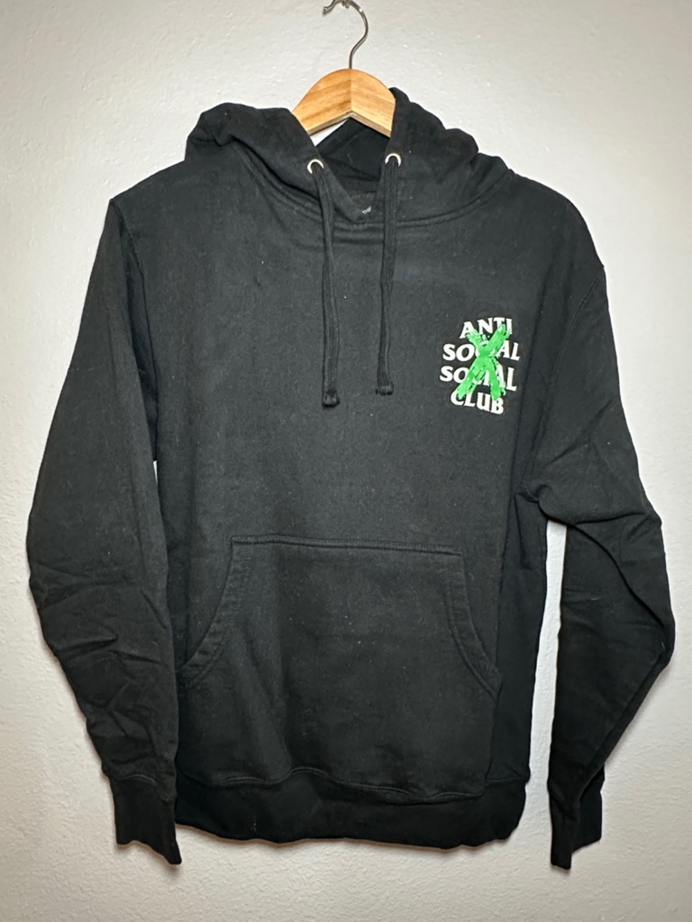 Anti Social Social Club Black Hoodie with Green Logo